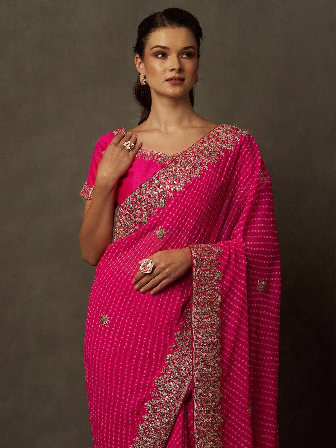 Saree Mall Bandhani Embroidered Pure Georgette Bandhani Sarees - Distacart