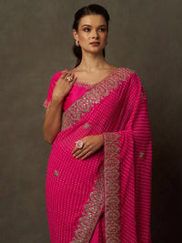 Thumbnail for Saree Mall Bandhani Embroidered Pure Georgette Bandhani Sarees - Distacart
