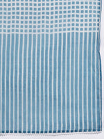 Thumbnail for Biba Self-Striped Gota Patti Detail Straight Kurta with Palazzos & Checked Dupatta - Distacart