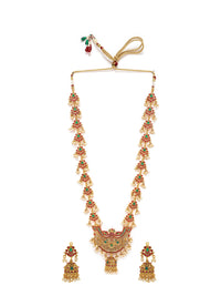 Thumbnail for Rubans Women Gold-Plated & Green Faux Ruby Studded Handcrafted Jewellery Set - Distacart