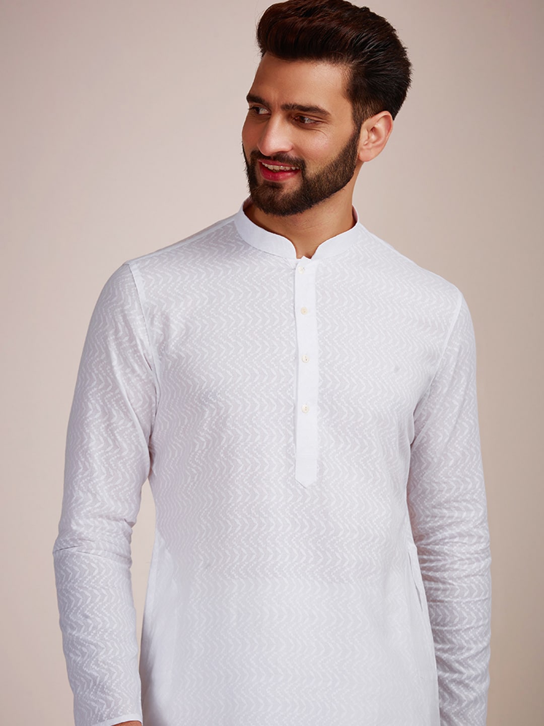 Manyavar Men Printed Pure Cotton Kurta with Pyjamas - Distacart