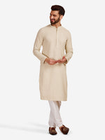Thumbnail for Manyavar Men Ethnic Motifs Embroidered Thread Work Cotton Kurta with Pyjamas - Distacart