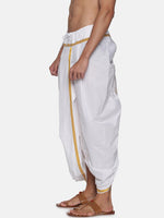 Thumbnail for Sethukrishna Men White Solid Readymade Cotton Dhoti - Distacart