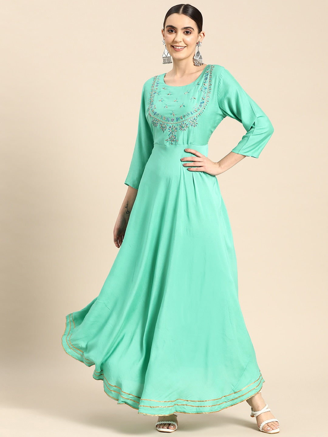 Sangria Women Ethnic Motifs Embroidered Anarkali Kurta - Distacart