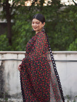 Thumbnail for Tikhi Imli Black & Red Poly Georgette Printed Saree - Distacart