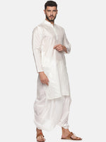 Thumbnail for Sethukrishna Men White Solid Kurta with Dhoti Pants - Distacart