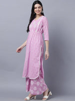 Thumbnail for Myshka Stylish Pink 3/4 Sleeve Women's Kurta Palazzo Set - Distacart