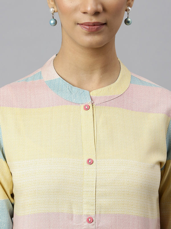 Khushal K Women Colourblocked Cotton Kurta - Distacart