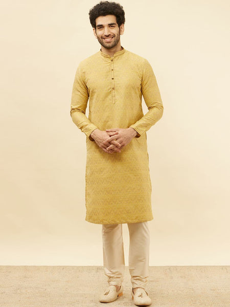 Manyavar Ethnic Motifs Woven Design Regular Kurta with Pyjamas - Distacart