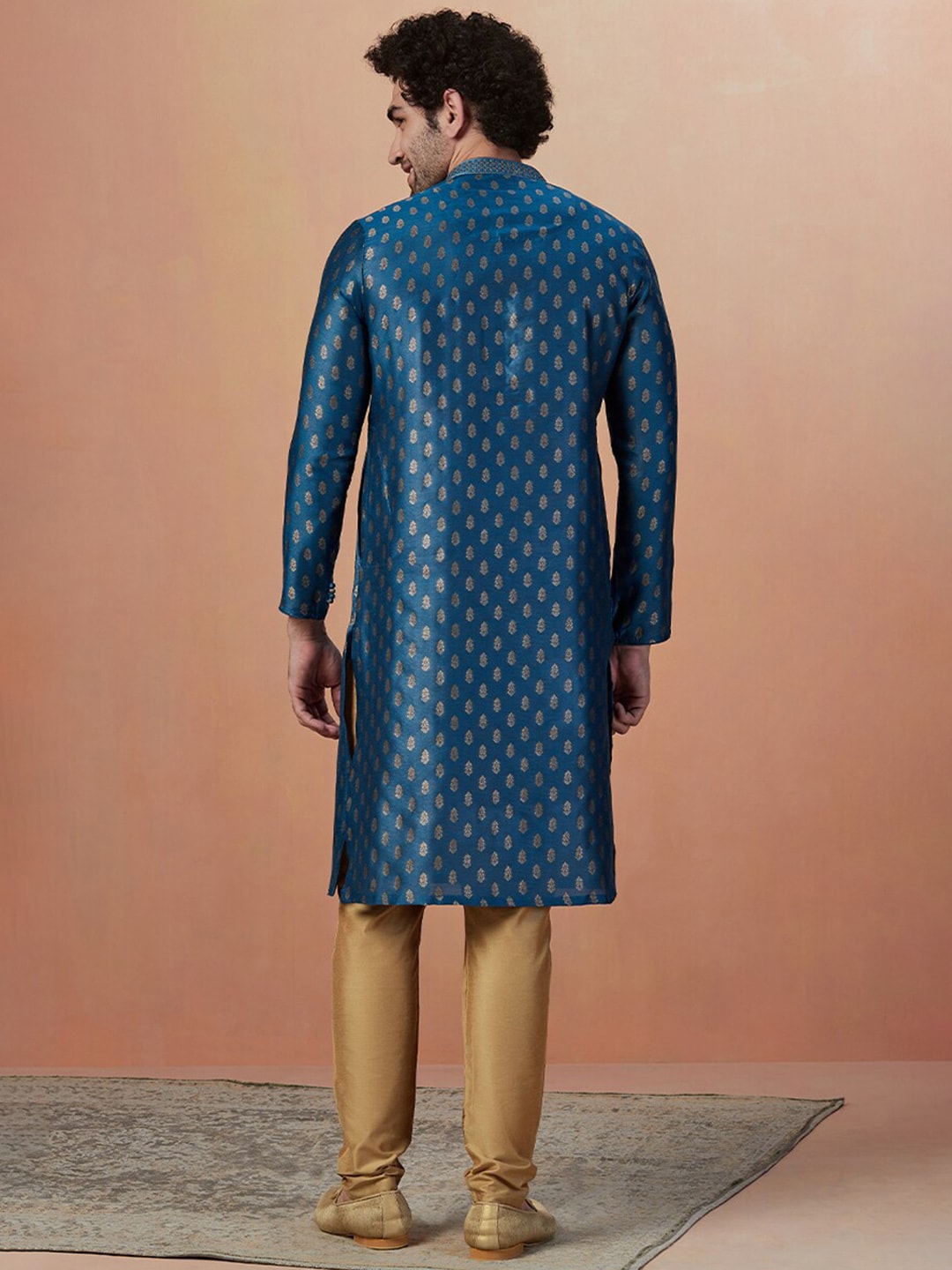 Manyavar Men Ethnic Motifs Printed Full Sleeves Kurta With Churidar - Distacart