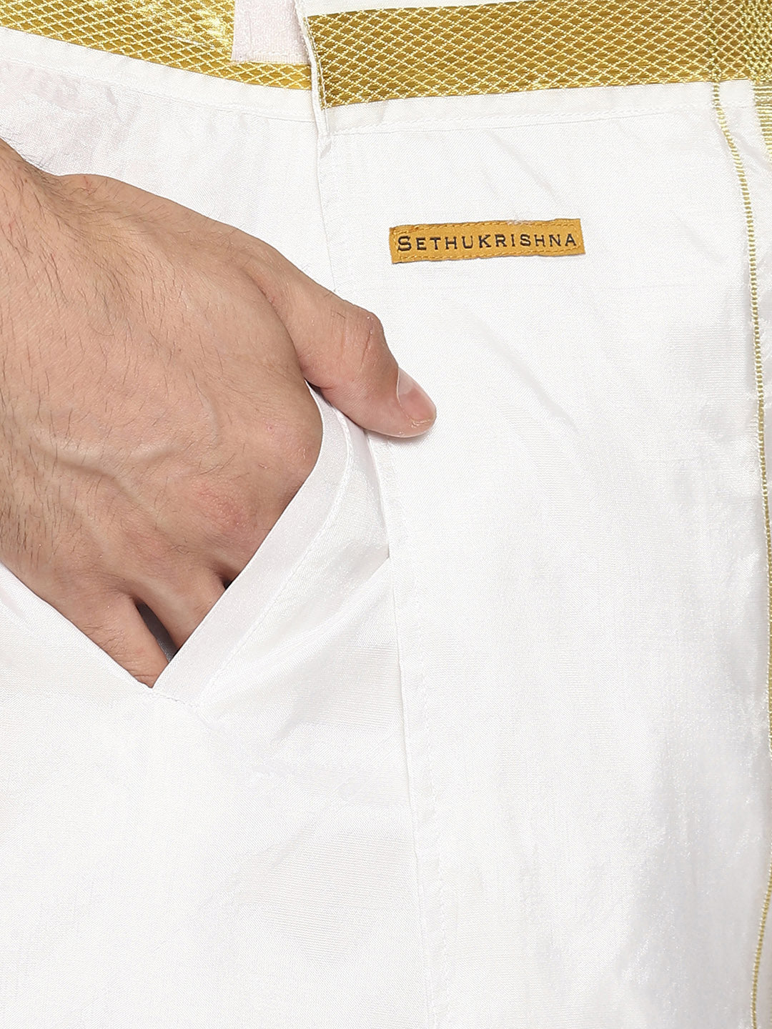 Sethukrishna White Solid Readymade Dhoti For Men - Distacart