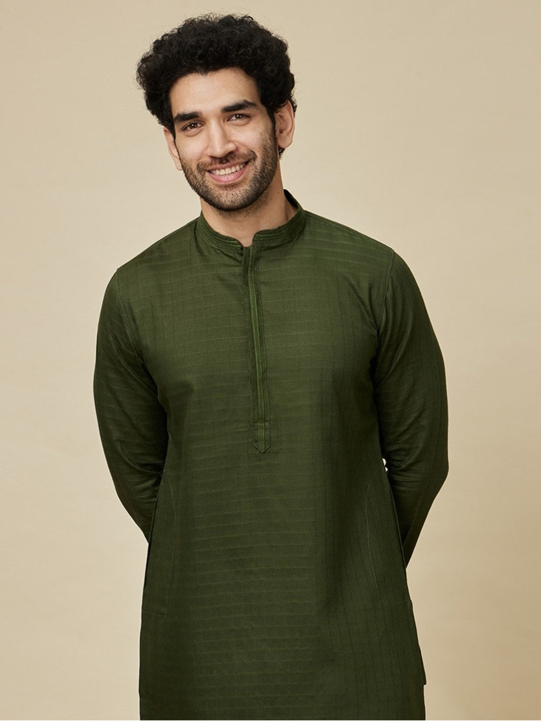 Manyavar Ethnic Motifs Woven Design Pure Cotton Kurta with Pyjamas - Distacart