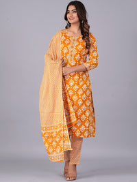 Thumbnail for Kalini Floral Printed Gotta Patti Straight Kurta With Trousers & Dupatta - Distacart
