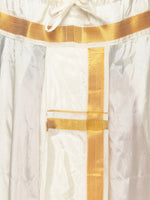 Thumbnail for Sethukrishna Men Cream-Coloured & Gold-Coloured Solid Art Silk Dhoti Pants - Distacart