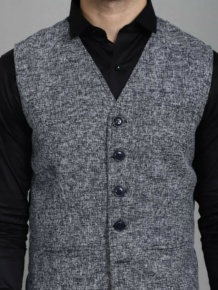 Even Apparels Solid Waistcoat - Blue - Distacart
