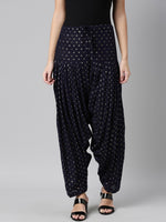 Thumbnail for Souchii Navy Blue & Beige Woven-Design Pure Cotton Patiala - Distacart