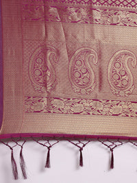 Thumbnail for Saree Mall Magenta Ethnic Motifs Zari Silk Blend Banarasi Saree For Women - Distacart
