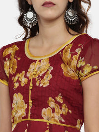 Thumbnail for Souchii Maroon Printed Maxi Dress - Distacart