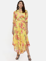 Thumbnail for Souchii Yellow Printed Maxi Dress - Distacart