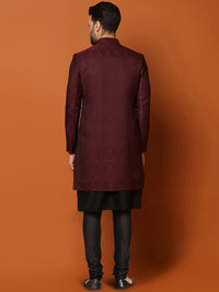 Thumbnail for KISAH Printed Mandarin Collar Cotton Sherwani Set - Distacart