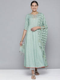 Thumbnail for HERE&NOW Women Embroidered Ethnic Motifs Yoke Design Anarkali Kurta - Distacart