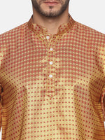 Thumbnail for Sethukrishna Men Gold-Toned Self Design Kurta with Churidar - Distacart