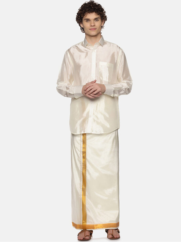 Sethukrishna Cream-Coloured Solid Dhoti - Distacart