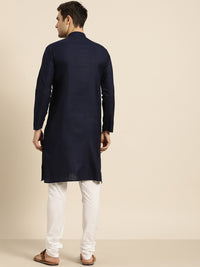 Thumbnail for Sojanya Men Navy Blue Solid Straight Kurta - Distacart