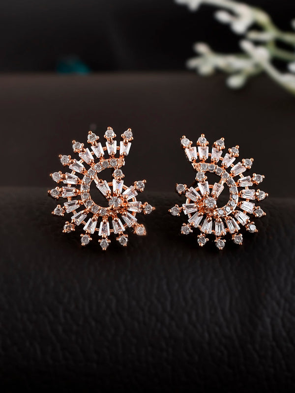 Shoshaa Rose Gold Contemporary Studs Earrings - Distacart
