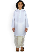 Thumbnail for Sethukrishna Boys White Solid Pure Cotton Kurta With Dhoti Pant - Distacart