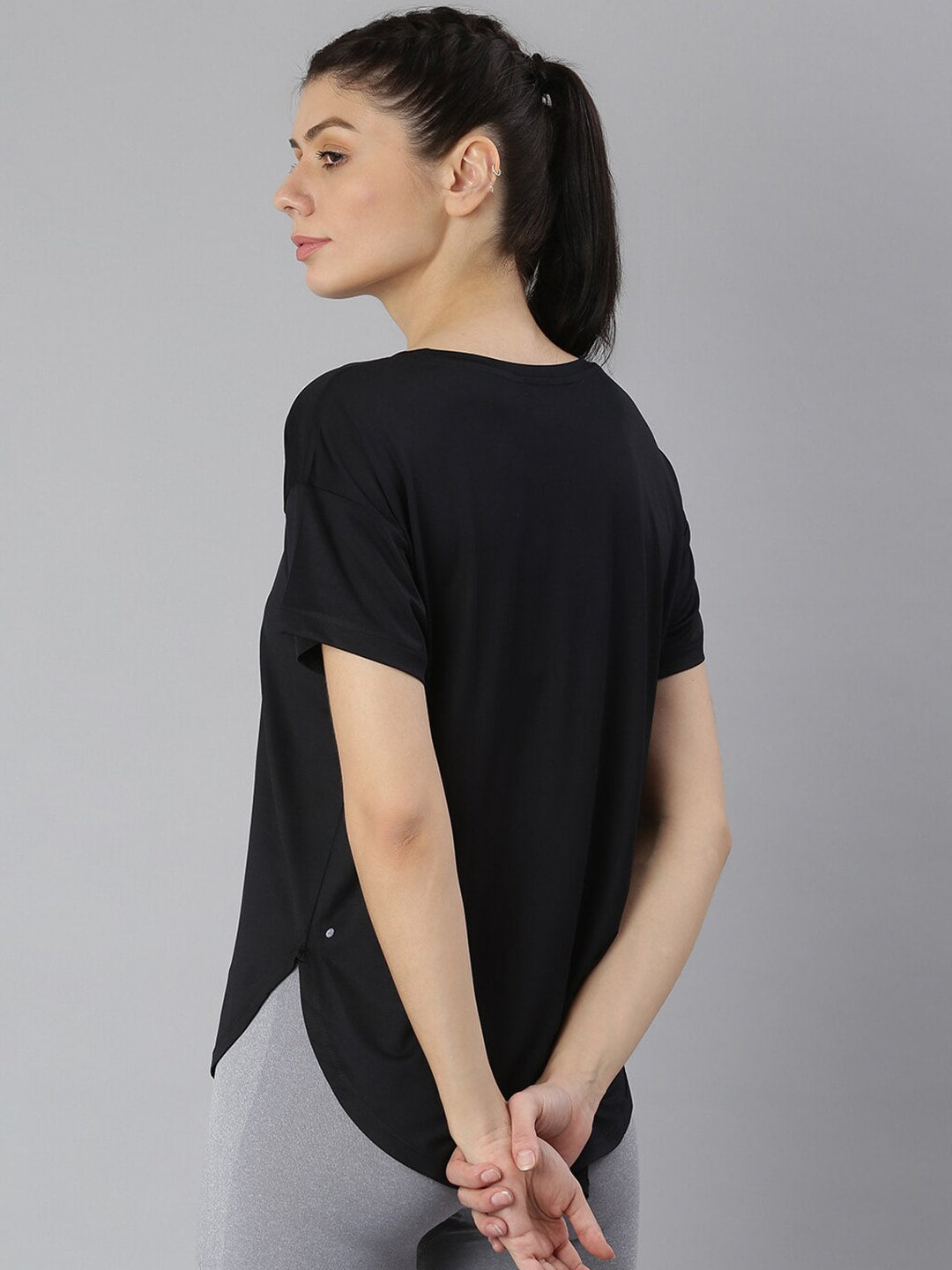 MKH Women Black Typography Extended Sleeves Dri-FIT Sports T-shirt - Distacart