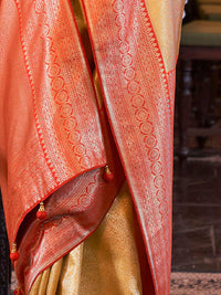Thumbnail for Anouk Ethnic Motifs Woven Design Zari Silk Blend Kanjeevaram Saree - Distacart