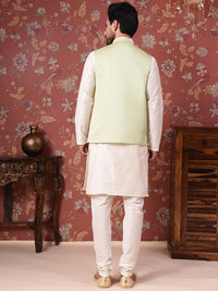 Thumbnail for House of Pataudi Straight Kurta With Churidar & Embroidered Nehru Jacket - Distacart