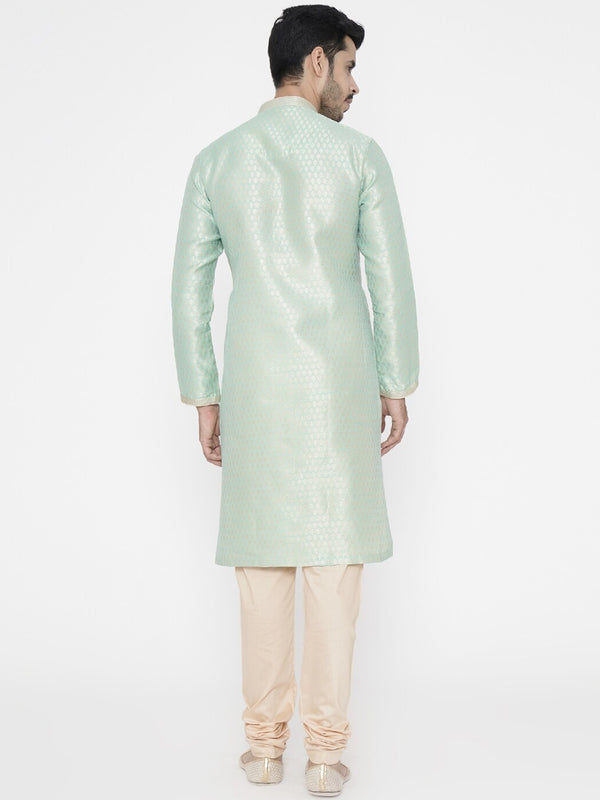 Manyavar Men Green Woven Design Straight Kurta - Distacart