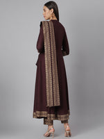 Thumbnail for Khushal K Women Brown Floral Printed Kurta with Trousers & With Dupatta - Distacart