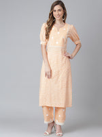 Thumbnail for Khushal K Women Beige Printed Kurta with Trousers - Distacart