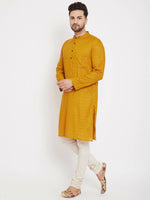 Thumbnail for Even Apparels Yellow Rayon Wedding Men's Kurta For Haldi - Distacart