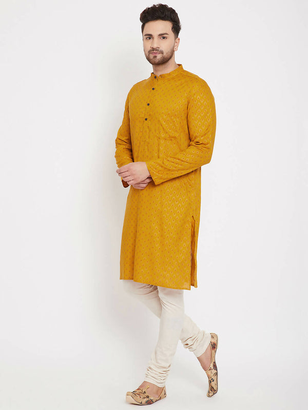 Even Apparels Yellow Rayon Wedding Men's Kurta For Haldi - Distacart
