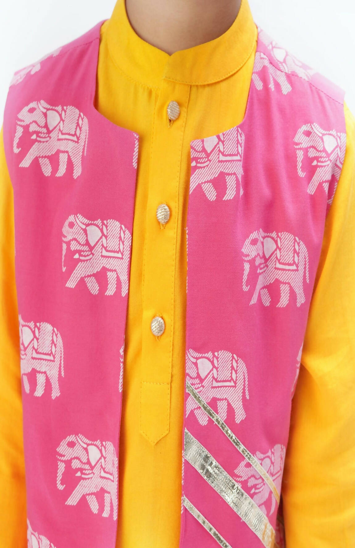 Lil Drama Trunk Tales Boys Yellow Kurta Jacket And Pant - Distacart