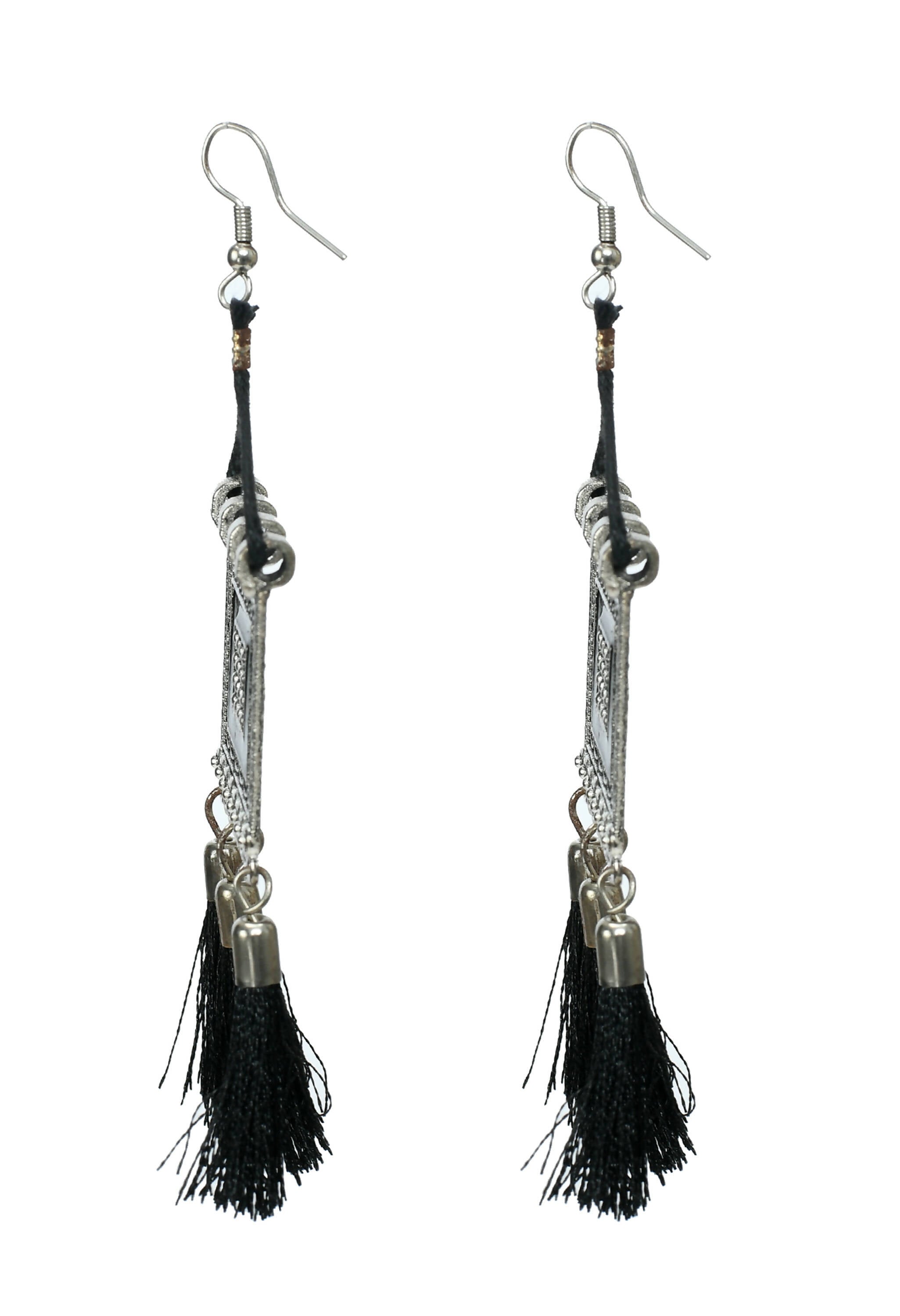 Mominos Fashion Johar Kamal Oxidised Silver-Plated Brass Finish Tassel Work Handicraft Choker For Women (Black) - Distacart