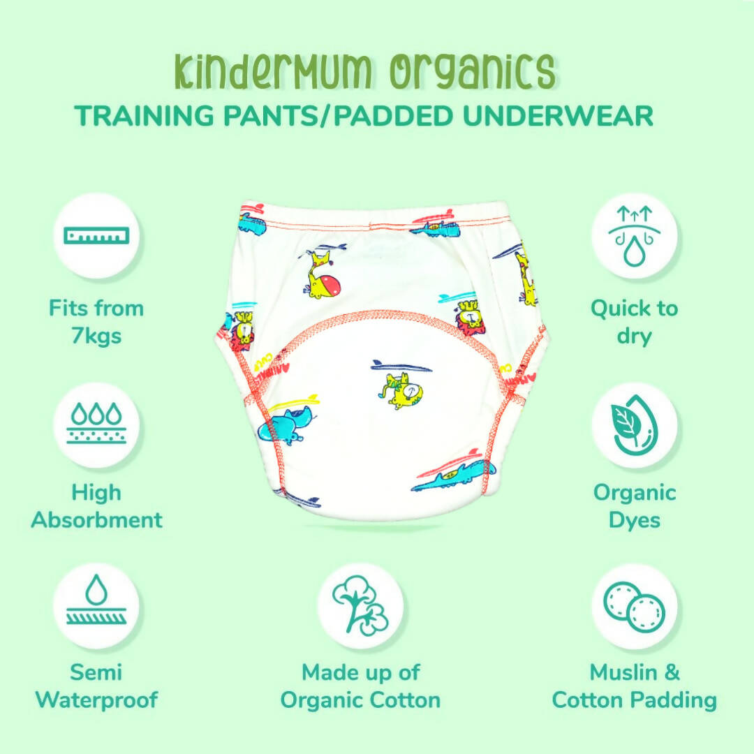 Kindermum Cotton Padded Pull Up Training Pants/ Padded Underwear For Kids-Autumn Animals Set of 2 pcs - Distacart