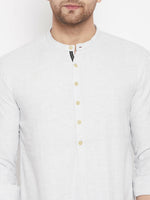 Thumbnail for Even Apparels Cream Acrylic Short Men's Kurta With Band Collar - Distacart