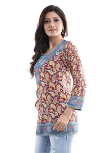 Thumbnail for Snehal Creations Brush-Up Summer Cool Printed Short Kurti Tunic