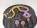 Thumbnail for Terracotta Diamond Pendant Long Necklace Set With Studs-Lavender