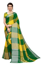 Thumbnail for Vamika Yellow Cotton Silk Weaving Saree (Gamma Checks Yellow) - Distacart