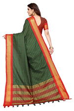 Thumbnail for Vamika Weaving Green Cotton Silk Saree - Distacart