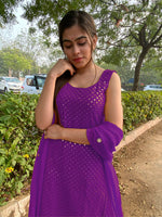 Thumbnail for Partywear Designer Purple Georgette Palazzo Suit - Anbazaar - Distacart
