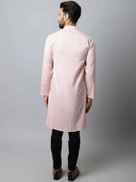 Thumbnail for Even Apparels Pink Color Linen Pure Cotton Men's Kurta With Side Placket (SLD070) - Distacart