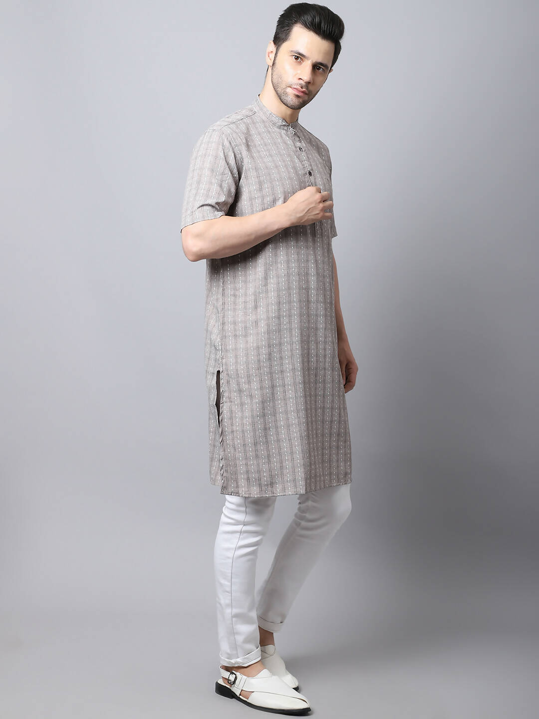 Even Apparels Yellow Pure Cotton Kurta With Band Collar - Distacart