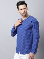 Thumbnail for Even Apparels Blue Pure Cotton Round Neck Slit Kurta - Distacart